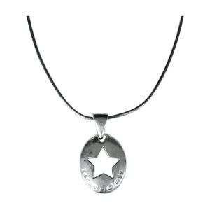 1999 Tiffany & Co. Sterling Silver .925 Oval Stencil Star Choker Necklace 16”